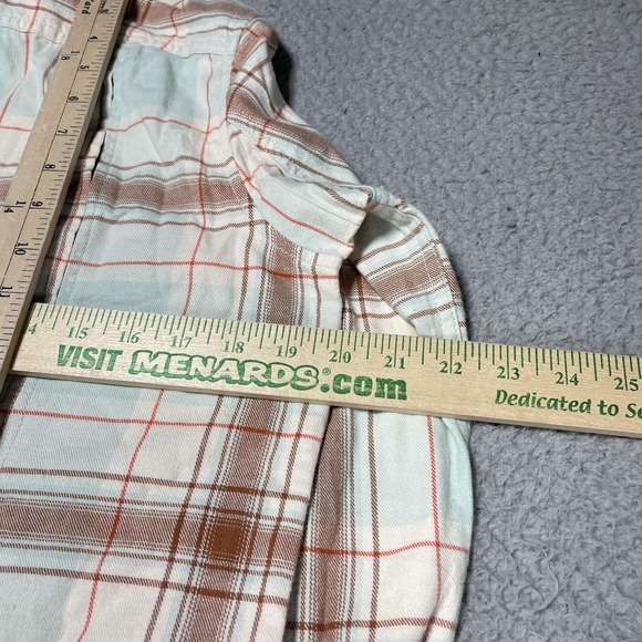 Duluth Trading Shirt Womens Small Green Brown Plaid Free Swingin Flannel Cotton - Picture 8 of 11